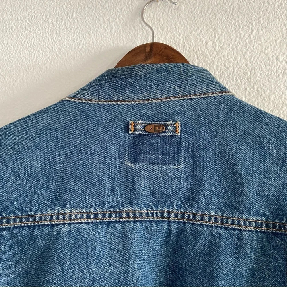 Vintage Denim Trucker Jacket ID WEAR Streetwear Oversized XL Relaxed Grunge - Picture 4 of 14